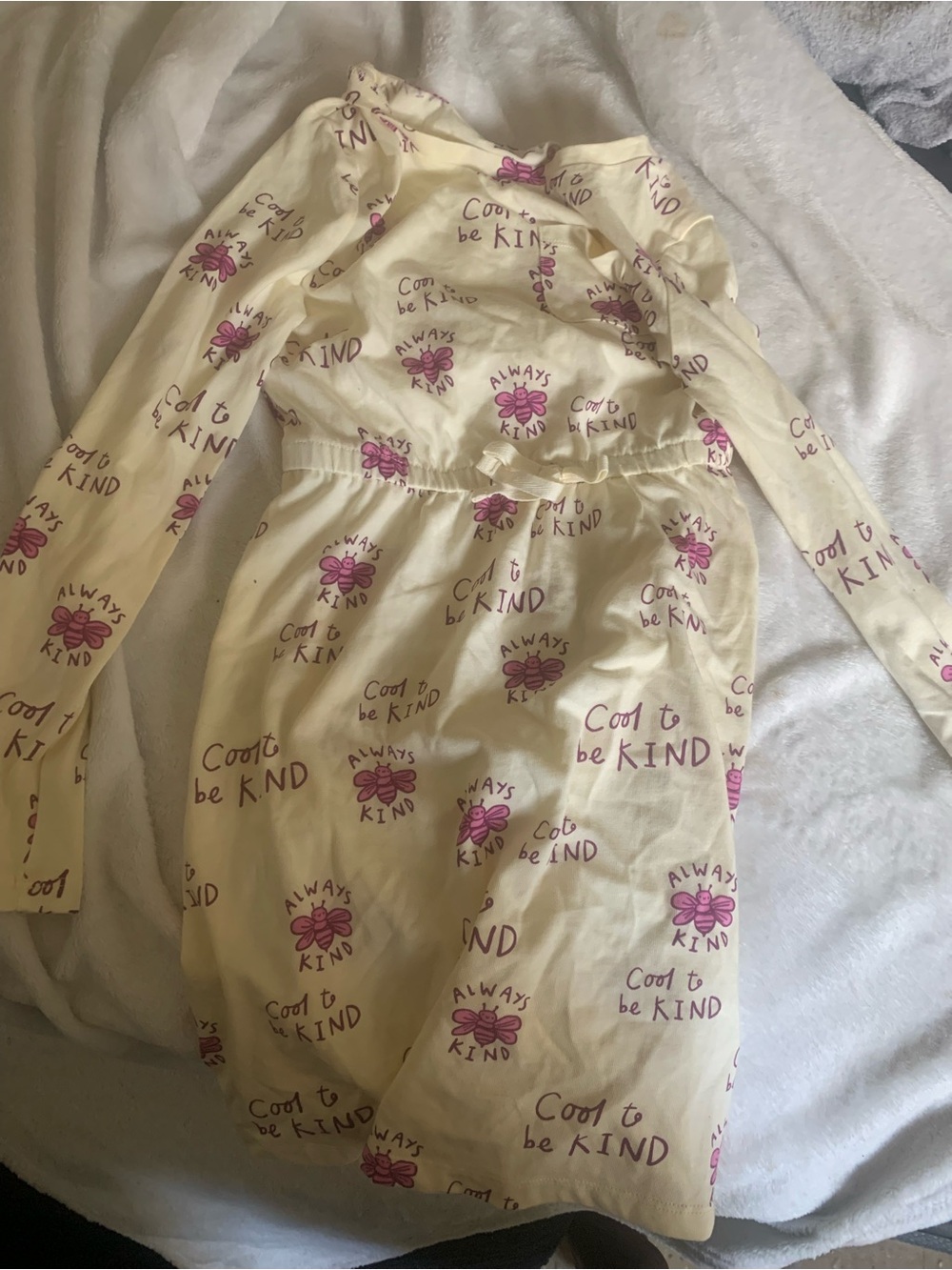 Amazon Essentials Cream Top with Purple Graphic Print